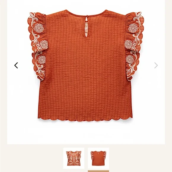 THML Women's Terracotta Embroidered Blouse purchased from UT CO-OP. - Picture 2 of 3